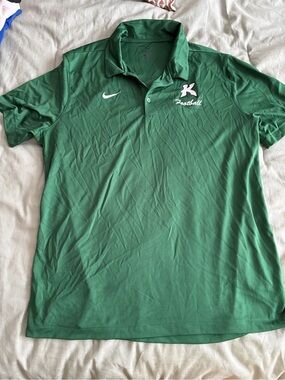 Nike Green Polo with White Swoosh and 'K' Football Embroidery